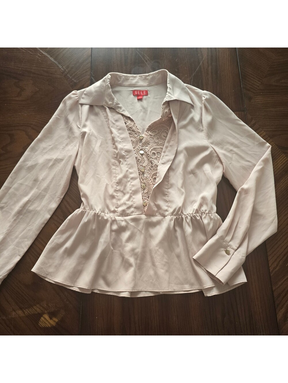 ELLE blush lace front peplum blouse